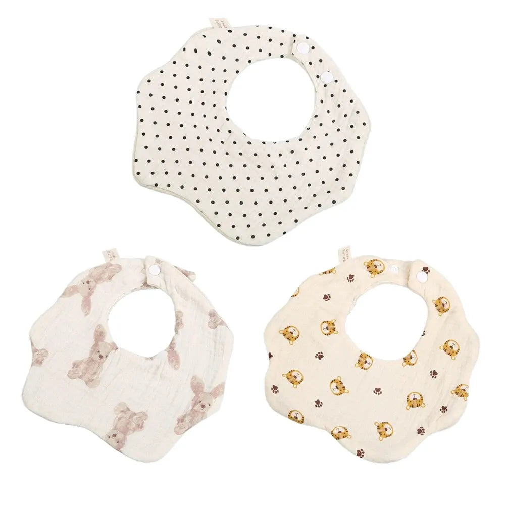 3PCS Cotton Gauze Baby Bibs